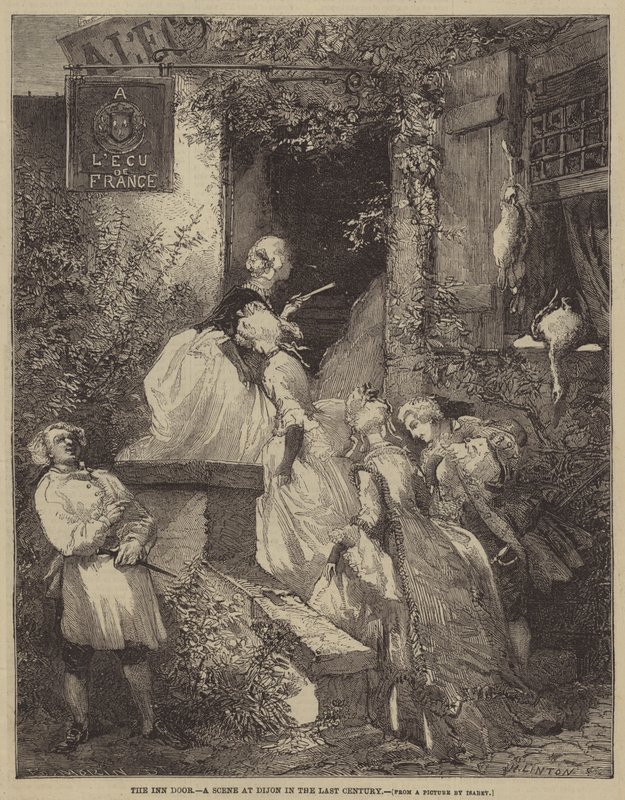 The Inn Door, uma cena em Dijon no século passado de after Edmond Morin