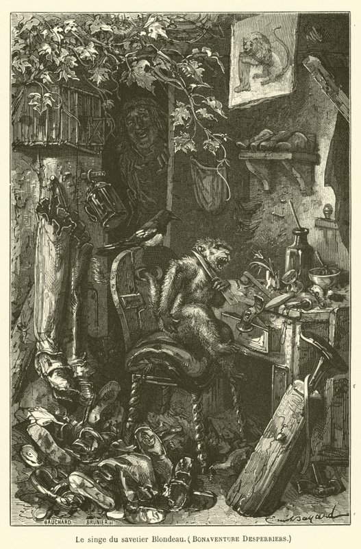 Le singe du savetier Blondeau, Bonaventure Desperriers de after Emile Antoine Bayard