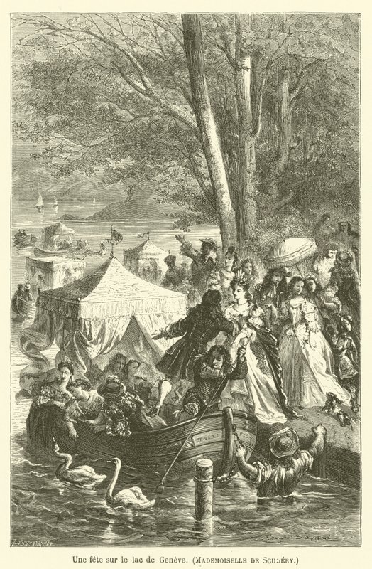 Uma festa no lago de Genebra, senhorita Scudery de after Emile Antoine Bayard