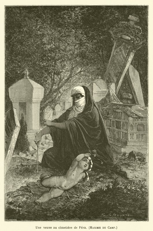Uma viúva no cemitério de Pera, Maxime du Camp de after Emile Antoine Bayard