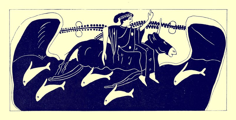 Europa e o touro, ilustração de pinturas de vaso grego por JE Harrison e DS MacColl, publicado em 1894 (imagem aprimorada digital) de after English School
