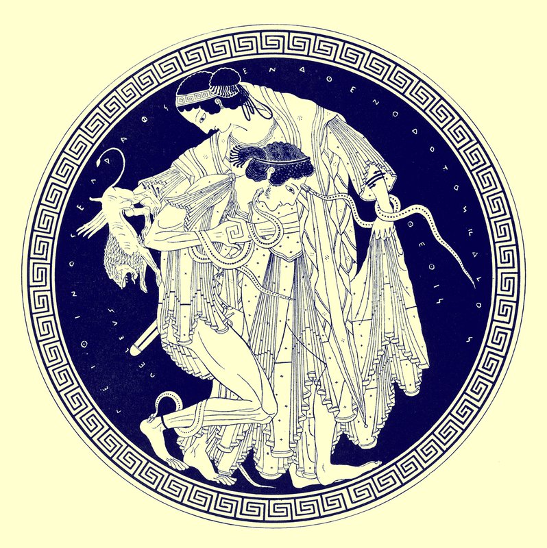 Peleus e Thetis, ilustração da Greek Vase Paintings de JE Harrison e DS MacColl, publicada em 1894 (imagem digitalmente melhorada) de after English School