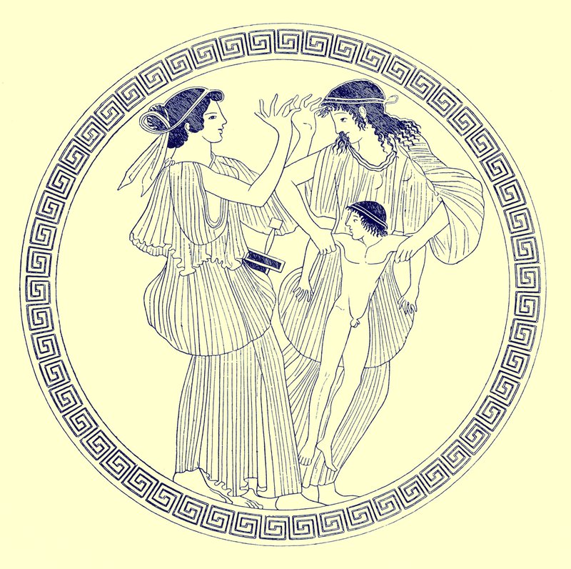 Prokne, Philomela e Itys, ilustração de Grego Vaso Pinturas por JE Harrison e DS MacColl, publicado em 1894 (imagem aprimorada digital) de after English School