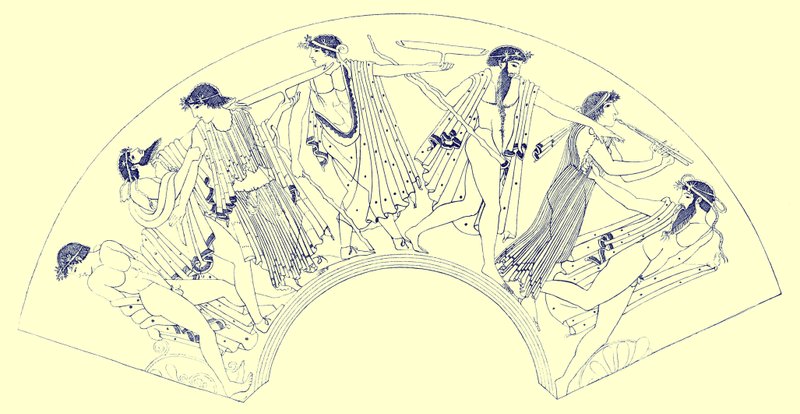 Revel by Brygos, ilustração da Greek Vase Paintings de JE Harrison e DS MacColl, publicada em 1894 (imagem aprimorada digitalmente) de after English School