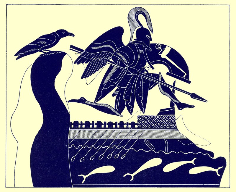 O fantasma de Patroklos, ilustração de pinturas de vaso grego por JE Harrison e DS MacColl, publicou 1894 (imagem realçada digital) de after English School