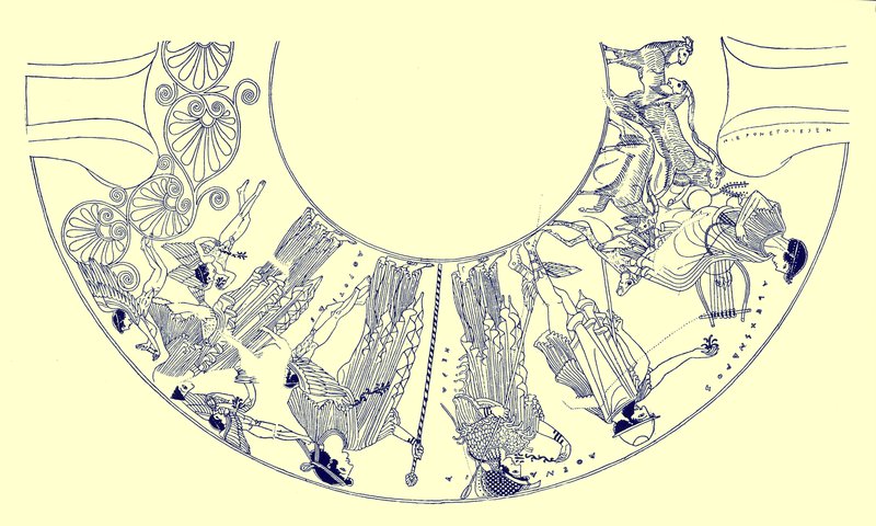 O Julgamento de Paris, ilustração da Greek Vase Paintings por JE Harrison e DS MacColl, publicado em 1894 (imagem digitalmente aprimorada) de after English School