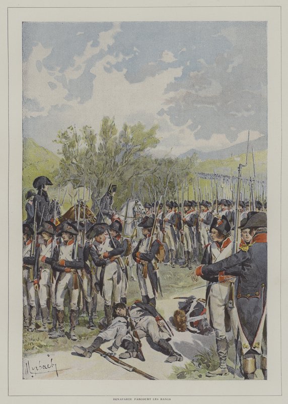 Bonaparte passando entre as fileiras do seu exército de after Felicien baron de Myrbach Rheinfeld