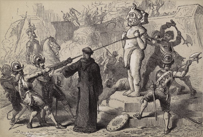 Espanhóis destruindo ídolos mexicanos de after Felix Octavius Carr Darley