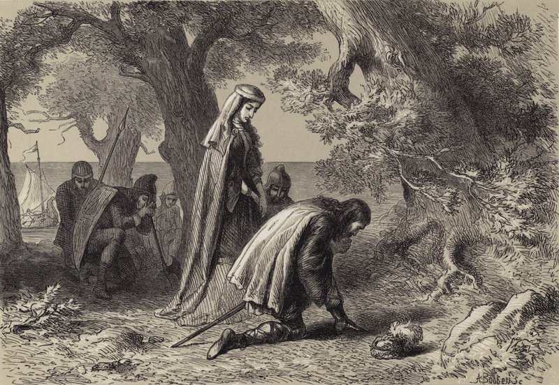 Thorfin e Gudrida na costa de Vineland de after Felix Octavius Carr Darley