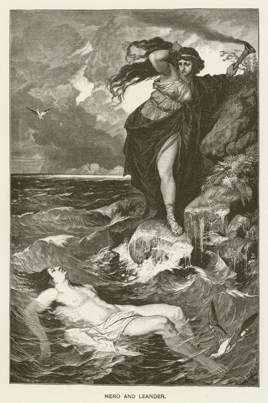 Herói e Leander de after Ferdinand Keller