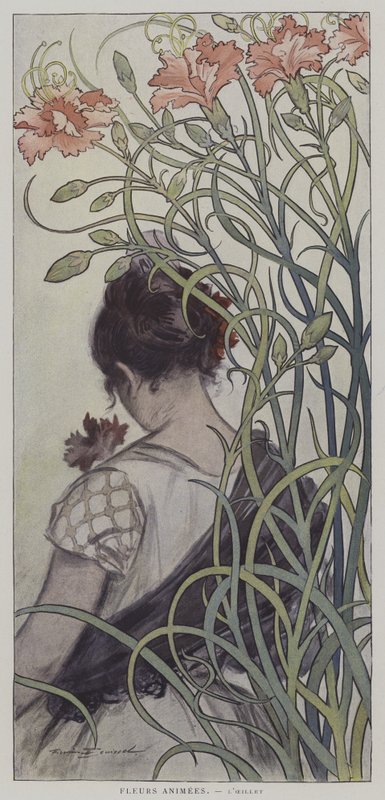 Fleurs Animees. LOEILET (Flores animadas: o cravo) de after Firmin Bouisset