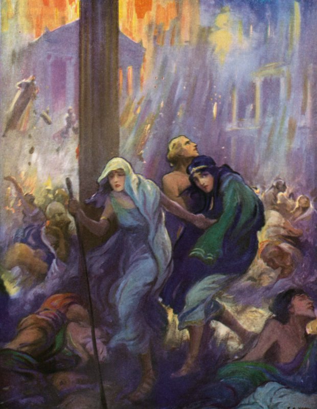 Meio levando, meio carregando Ione, Glaucus seguiu seu guia de after Frederick Coffay Yohn
