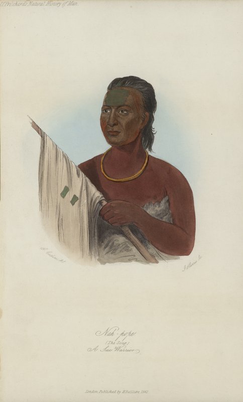 Nah-papa, a sopa, um guerreiro de sac (aquatint) de after George Catlin