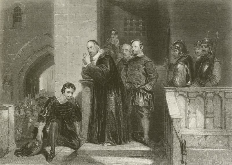Arcebispo Laud abençoando Strafford de after George Cattermole