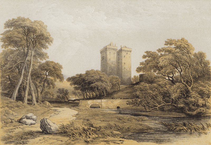 Castelo de Borthwick (cromolito) de after George Cattermole