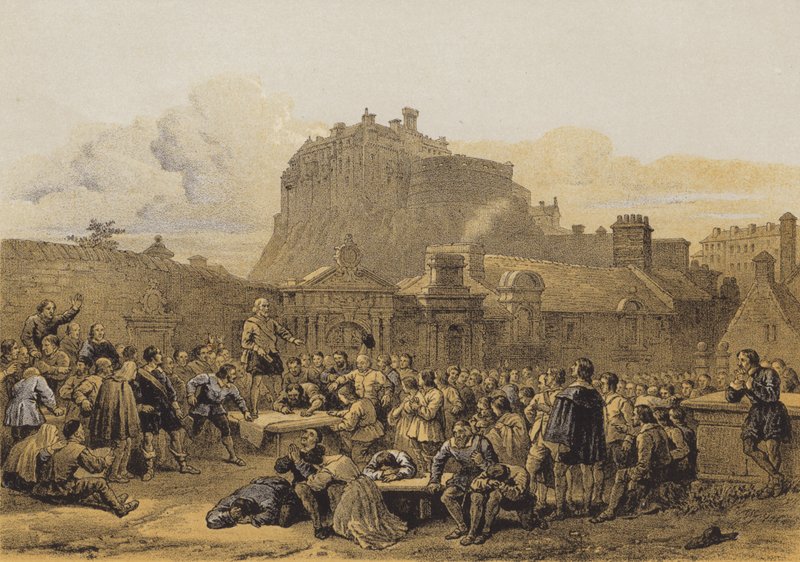 Cemitério de Greyfriars, assinatura da obrigação contratual (chromolitho) de after George Cattermole