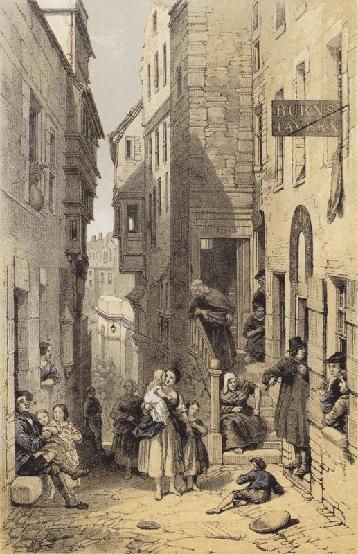 Libbertons Wynd, Edimburgo (cromolito) de after George Cattermole