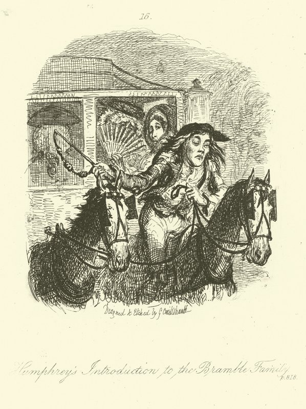 Ilustração para Clinker Humphry por Tobias Smollett de after George Cruikshank