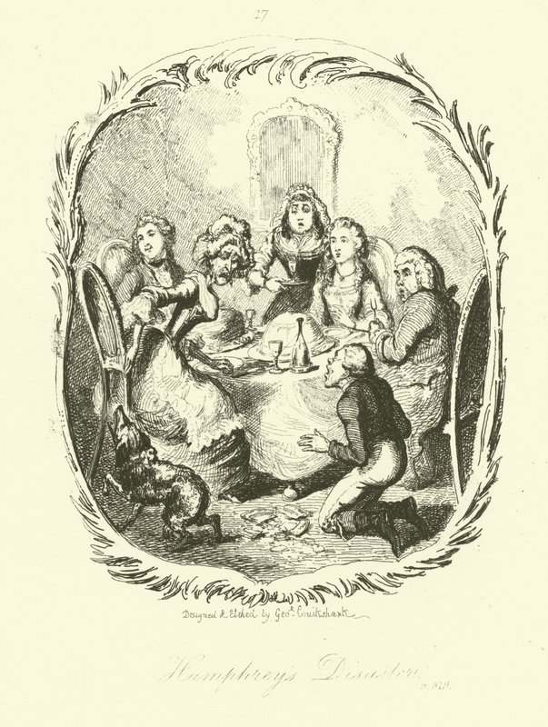 Ilustração para Clinker Humphry por Tobias Smollett de after George Cruikshank