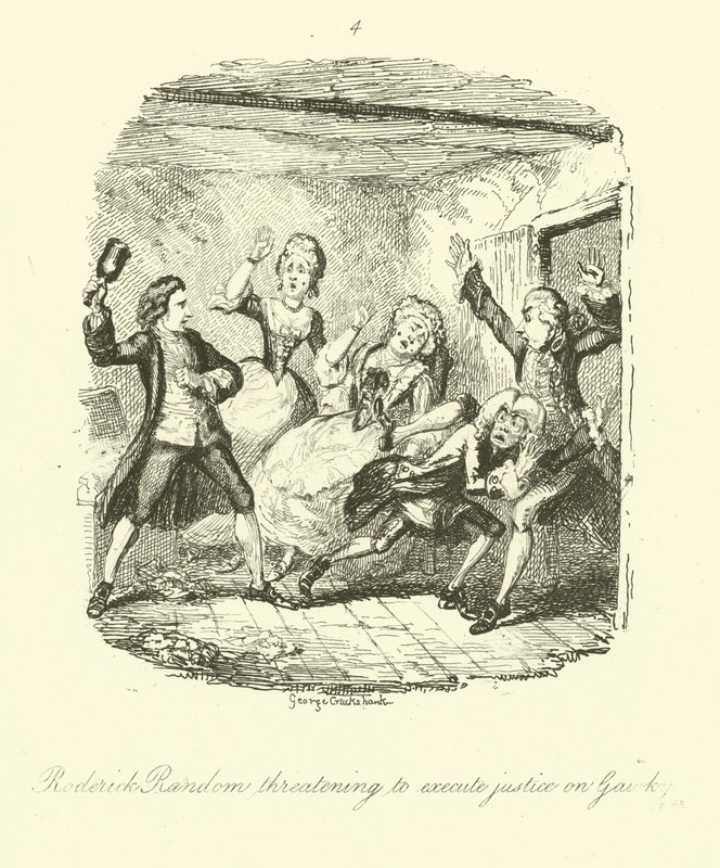 Ilustração para Roderick Random por Tobias Smollett de after George Cruikshank