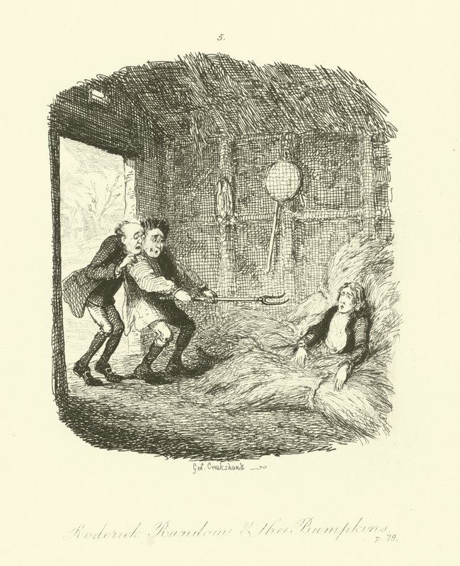 Ilustração para Roderick Random por Tobias Smollett de after George Cruikshank