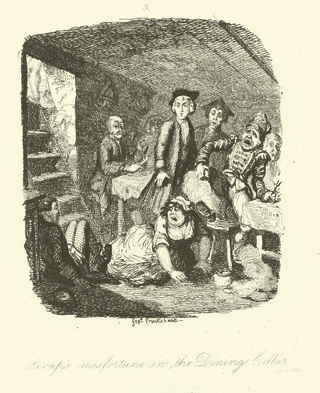 Ilustração para Roderick Random por Tobias Smollett de after George Cruikshank