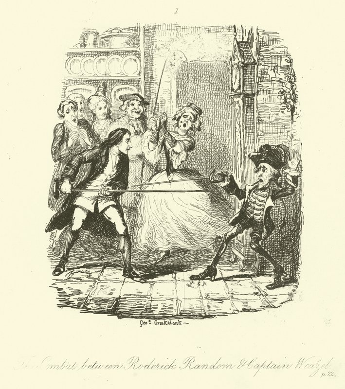 Ilustração para Roderick Random por Tobias Smollett de after George Cruikshank