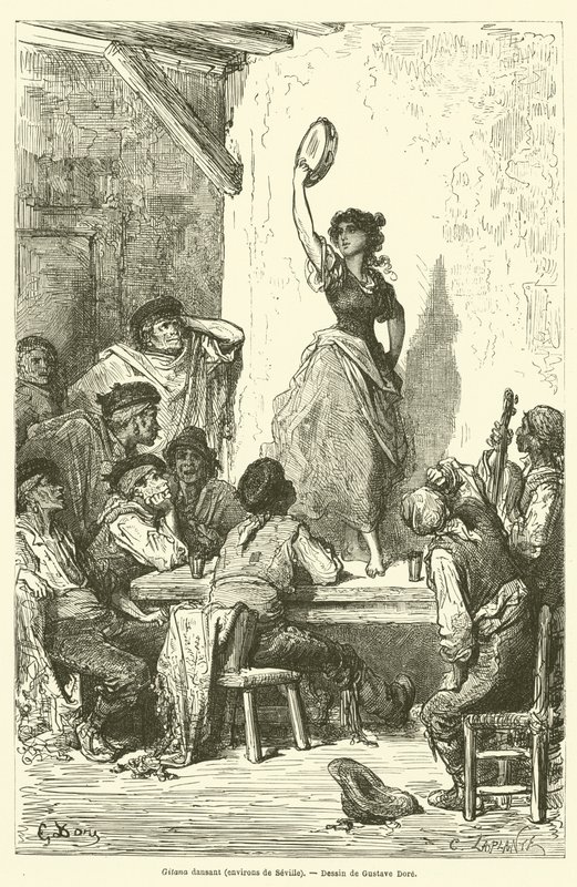Gitana dançando ao redor de Sevilha de Gustave after Dore