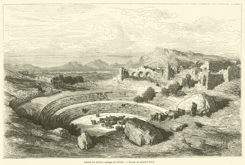 Ruínas do antigo teatro de Mérida de Gustave after Dore