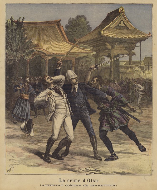 Tentativa de assassinato contra o Tsesarevich Nicholas da Rússia, Otsu, Japão, 1891 de after Henri Meyer