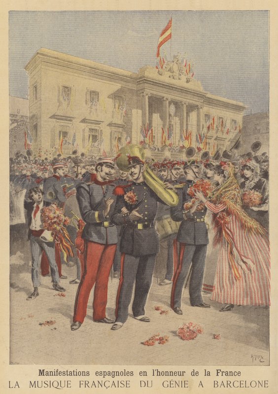 Manifestações populares de amizade para a França na Espanha de after Henri Meyer