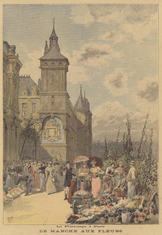 Primavera em Paris. O mercado das flores de after Henri Meyer