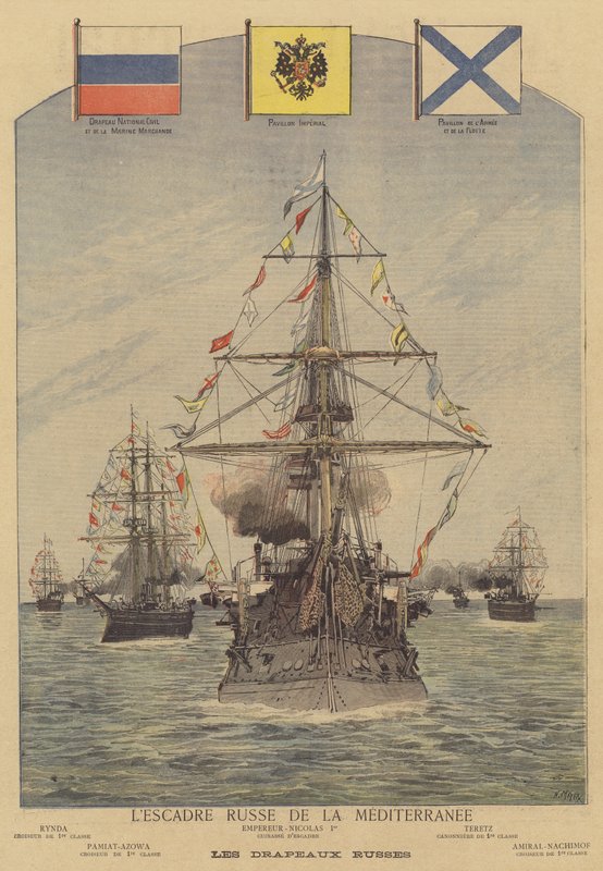 O esquadrão naval russo no Mediterrâneo de after Henri Meyer