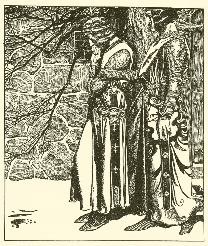 Sir Kay interrompe meditações de Sir Percival de after Howard Pyle