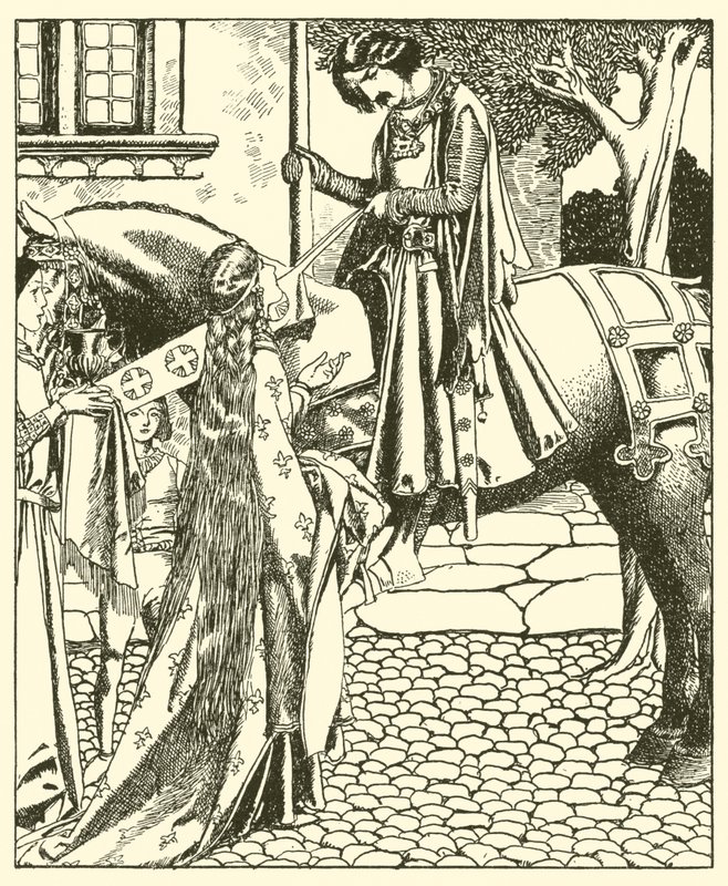 Sir Lancelote e Elouise a Feira de after Howard Pyle
