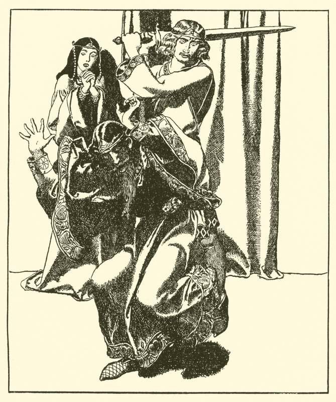 Sir Tristram assalta o rei Mark de after Howard Pyle
