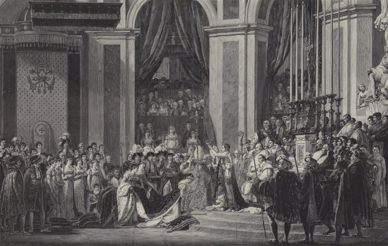 A coroação de Napoleão como imperador da França em Notre Dame de Paris, 1804 de after Jacques Louis David