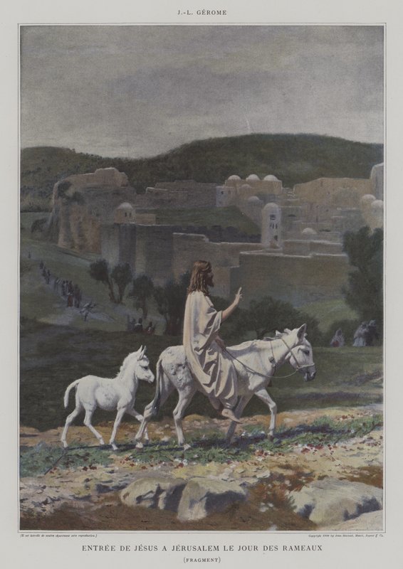 Detalhe da entrada de Jesus para Jerusalém no Domingo de Ramos (Cristo entrando em Jerusalém no Domingo de Ramos) de after Jean Leon Gerome