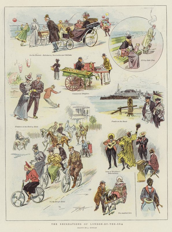 As recreações de Londres-by-the-Sea (chromolitho) de after John Duncan