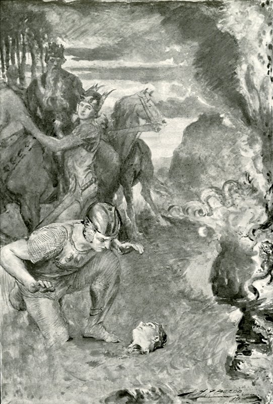 Beowulf encontra a cabeça de Aschere de after John Henry Frederick Bacon