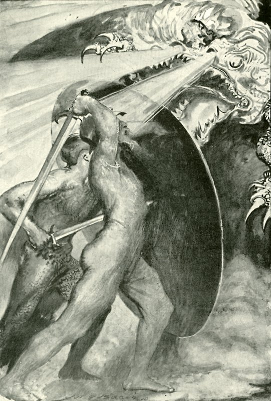 Ambos os guerreiros ficaram atrás do escudo de ferro de after John Henry Frederick Bacon