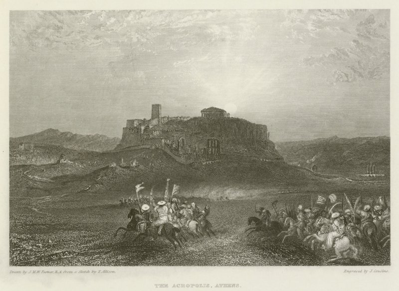 A, acrópole, atenas de after Joseph Mallord William Turner