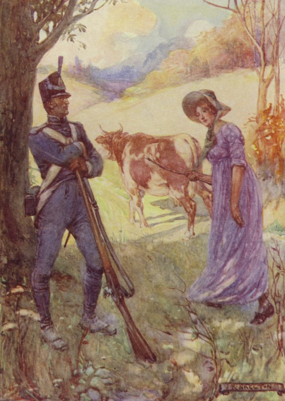 Dirigindo uma vaca antes dela, Laura Secord passou as Sentinelas Americanas de after Joseph Ratcliffe Skelton