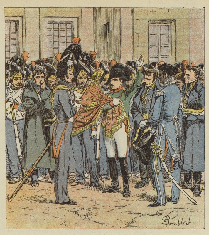 Adeus de Napoleão à sua guarda em Fontainebleau de after Louis Charles Bombled