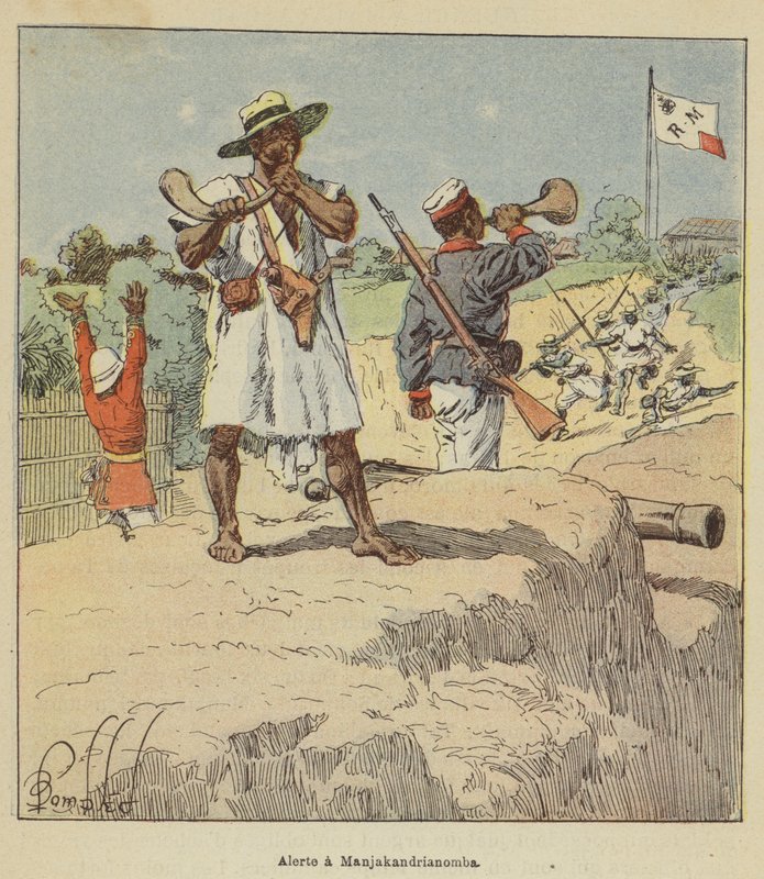Alerte à Manjakandrianomba de after Louis Charles Bombled