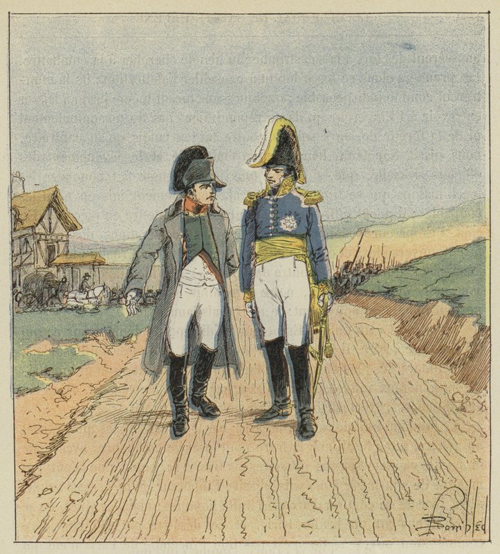 Indo para a ilha de Elba, Napoleão encontra Augereau de after Louis Charles Bombled