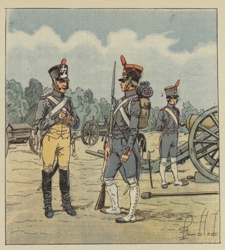 Depois do jantar, o imperador falou sobre a artilharia de after Louis Charles Bombled