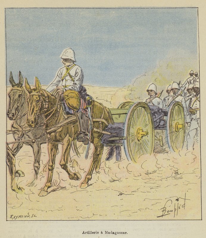Artilharia em Madagascar de after Louis Charles Bombled