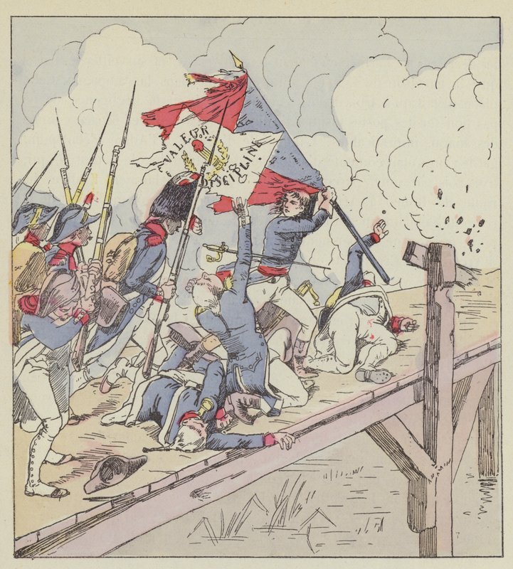 Bonaparte na Pont d&39;Arcole de after Louis Charles Bombled