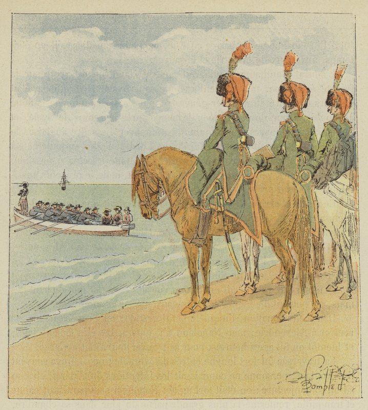 Bonaparte sai do Egito de after Louis Charles Bombled
